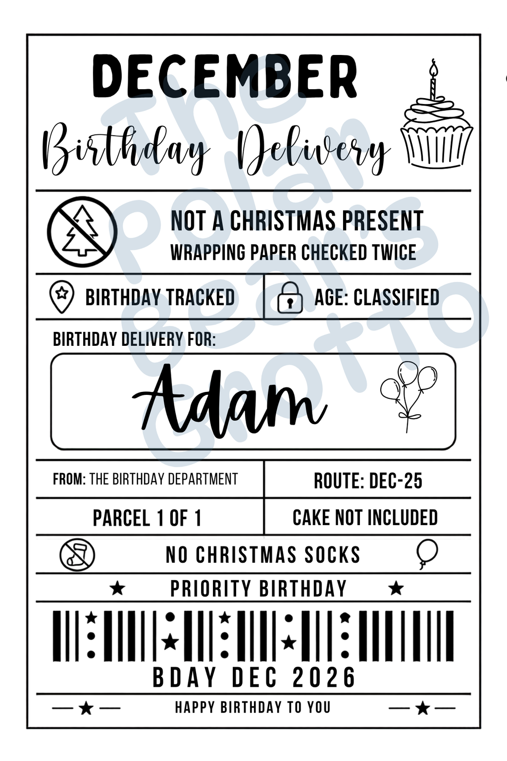 Set of personalised Christmas birthday postage labels