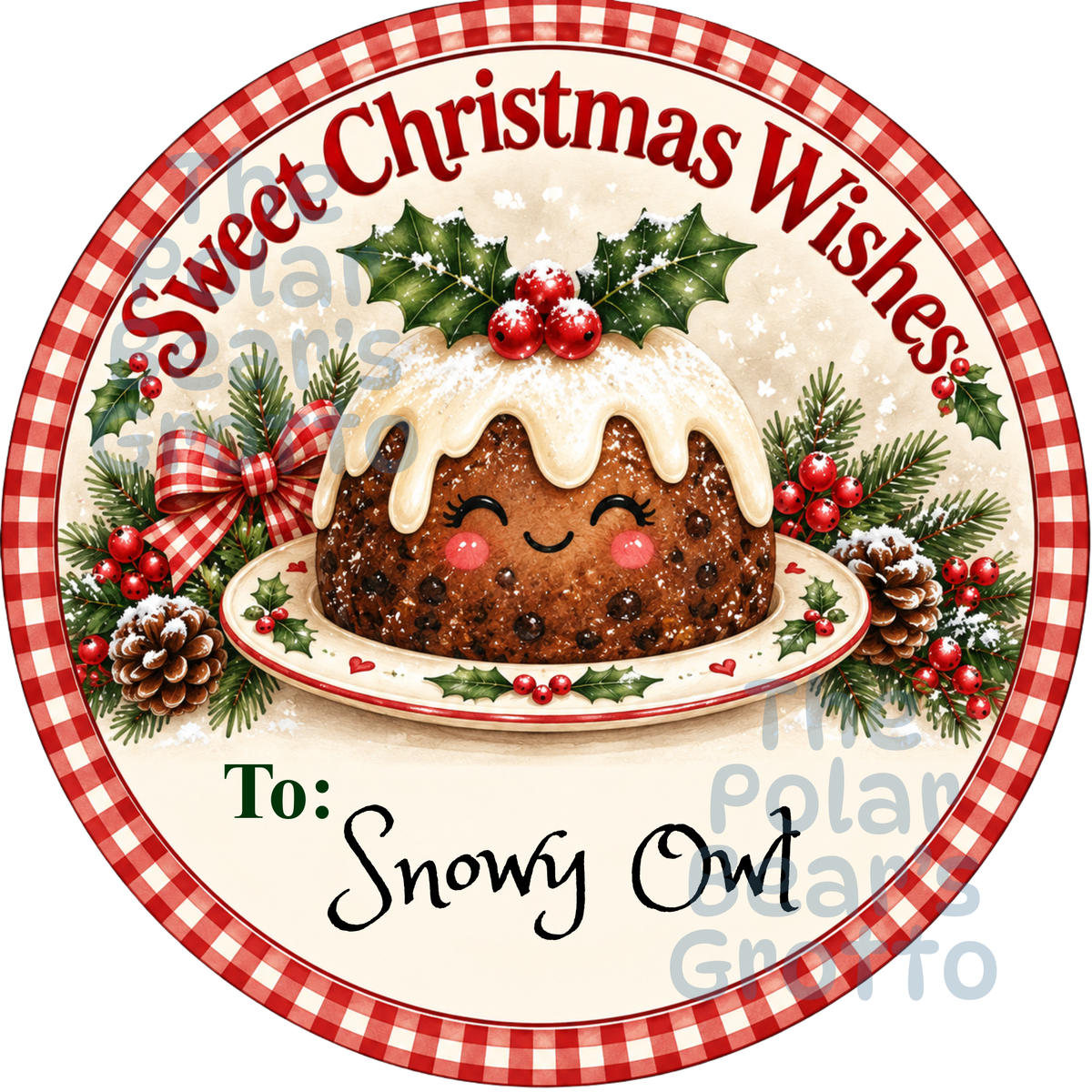 Personalised Chocolate Tub Sticker - Christmas Pudding