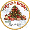 Personalised Chocolate Tub Sticker - Christmas Tree with Gifts