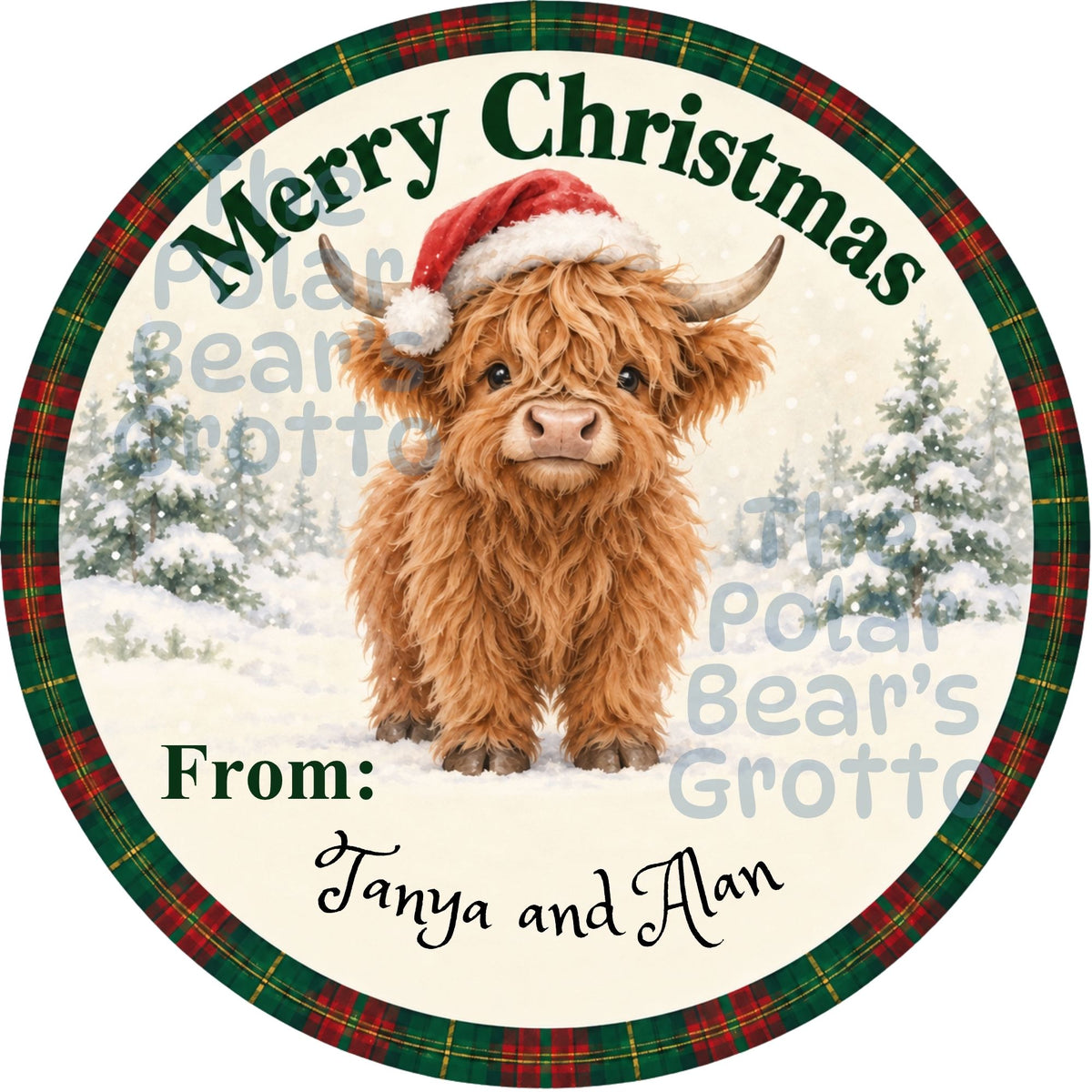 Personalised Chocolate Tub Sticker - High;and Cow - Coo