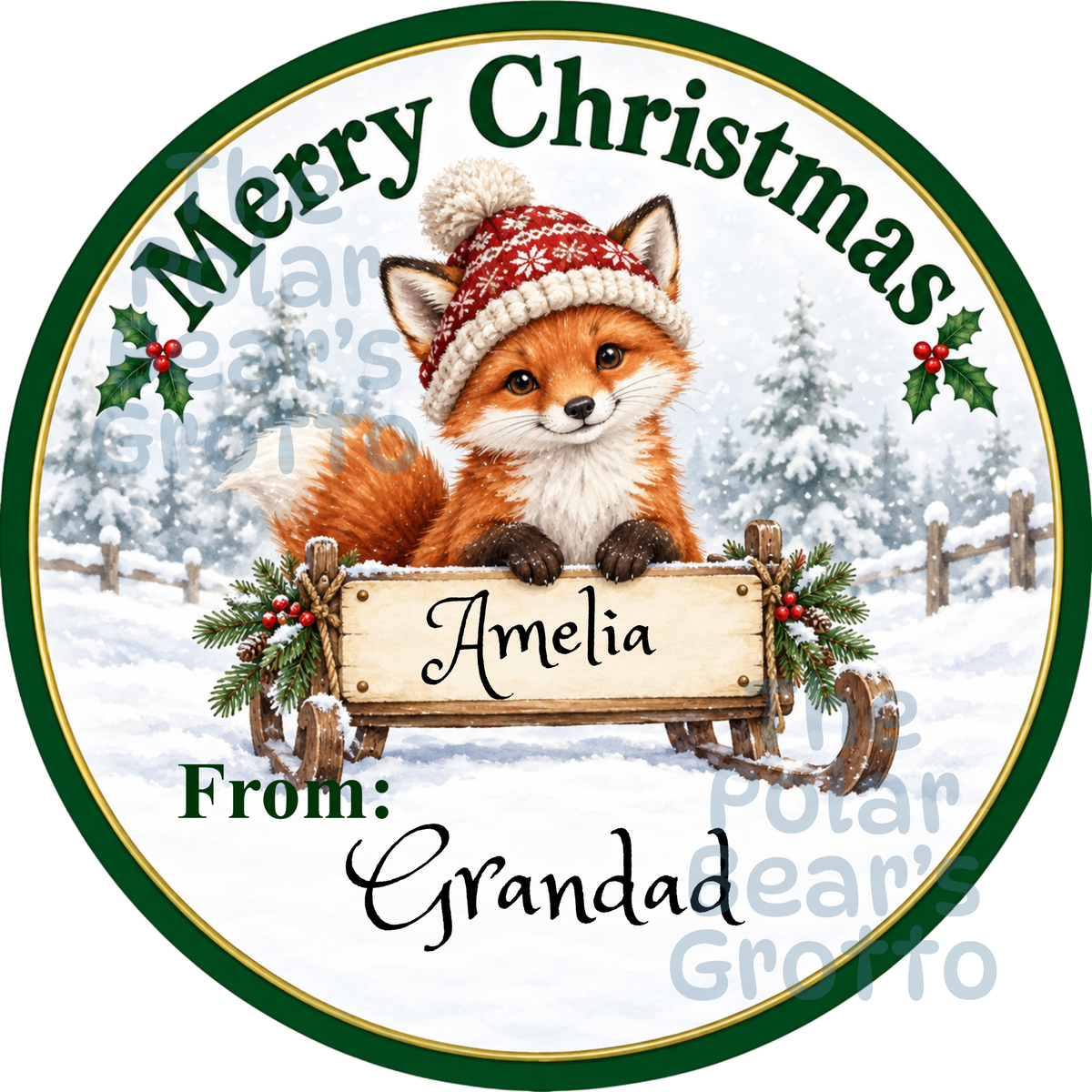 Personalised Chocolate Tub Sticker - Fox