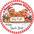 Personalised Chocolate Tub Sticker - Gingerbread Family with Boy and Girl