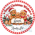 Personalised Chocolate Tub Sticker - Gingerbread Family with Boy