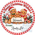 Personalised Chocolate Tub Sticker - Gingerbread Family with Girl