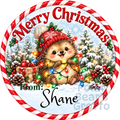 Personalised Chocolate Tub Sticker - Hedgehog with Christmas Lights