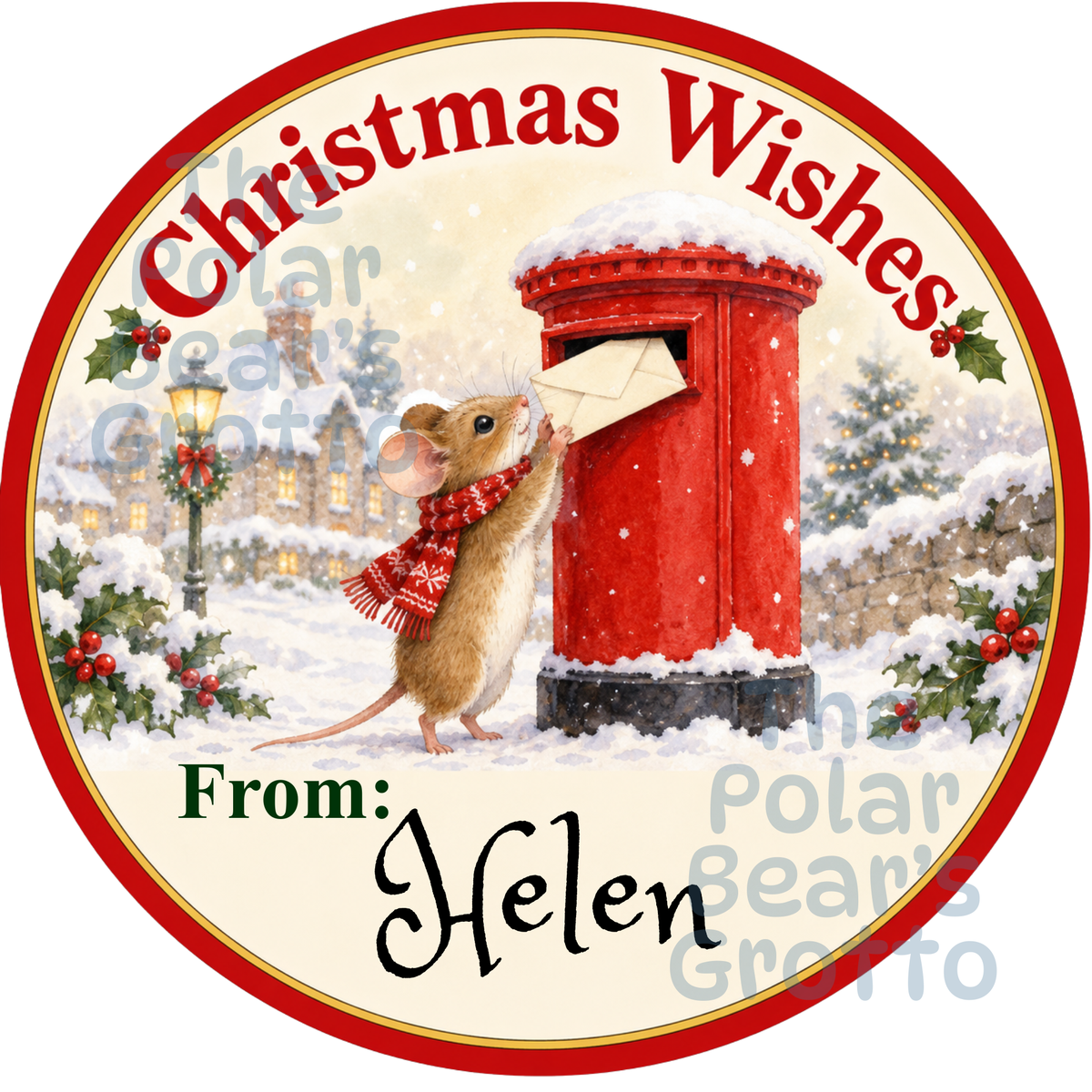 Personalised Chocolate Tub Sticker - Mouse posting in a letter box