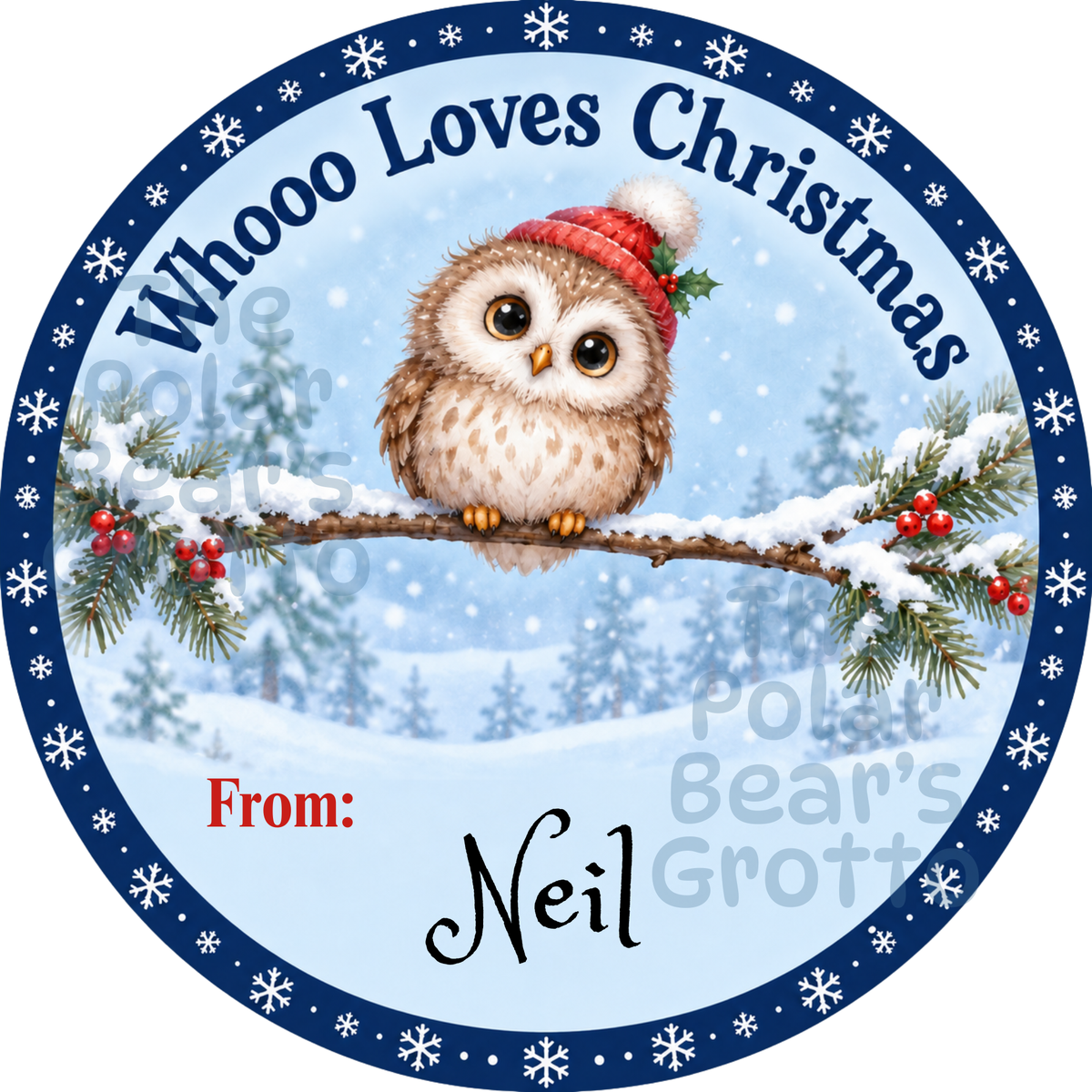 Personalised Chocolate Tub Sticker - Owl