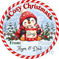 Personalised Chocolate Tub Sticker - Penguin with Hot Chocolate