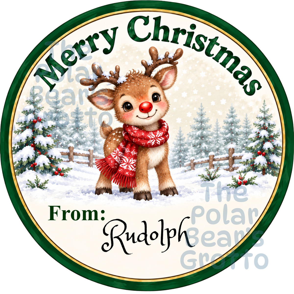 Personalised Chocolate Tub Sticker - Reindeer