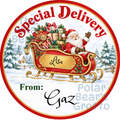 Personalised Chocolate Tub Sticker - Santa on his Sleigh