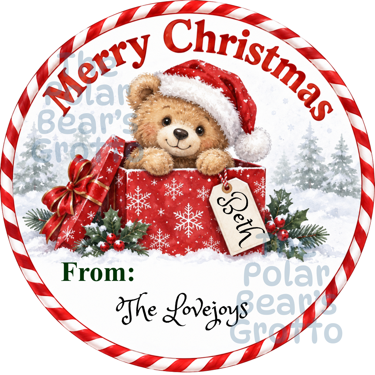Personalised Chocolate Tub Sticker - Teddy