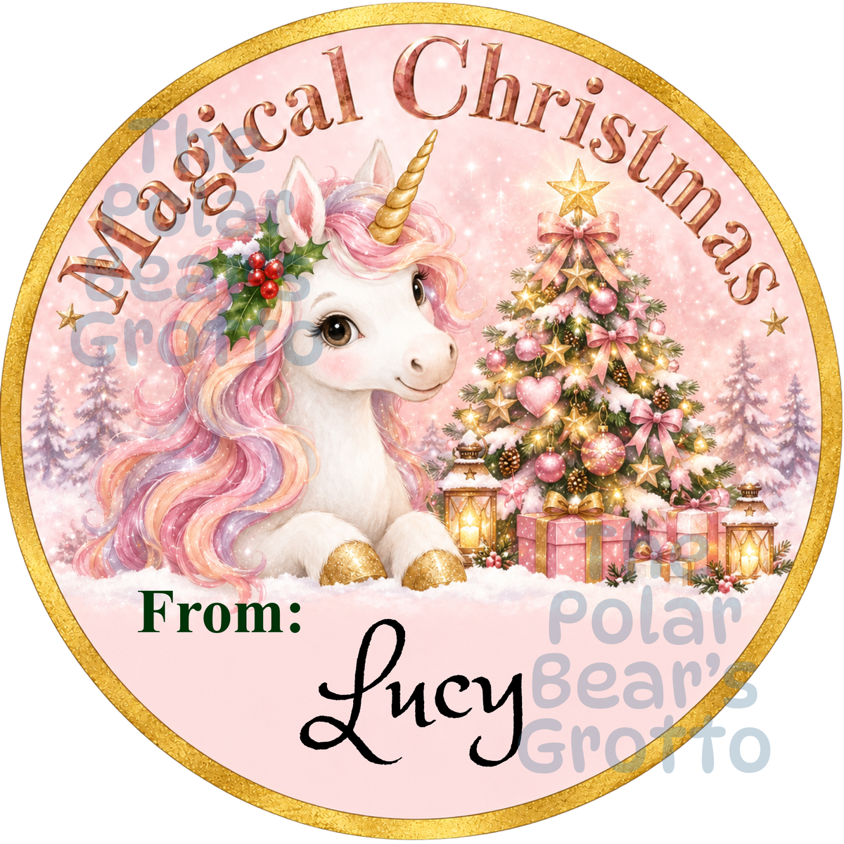 Personalised Chocolate Tub Sticker - Unicorn