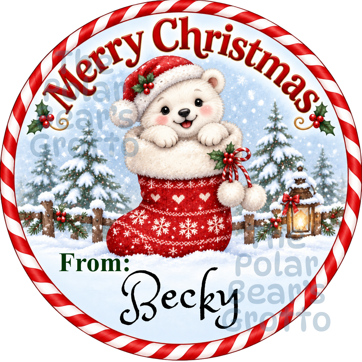 Personalised Chocolate Tub Sticker - Baby Polar Bear